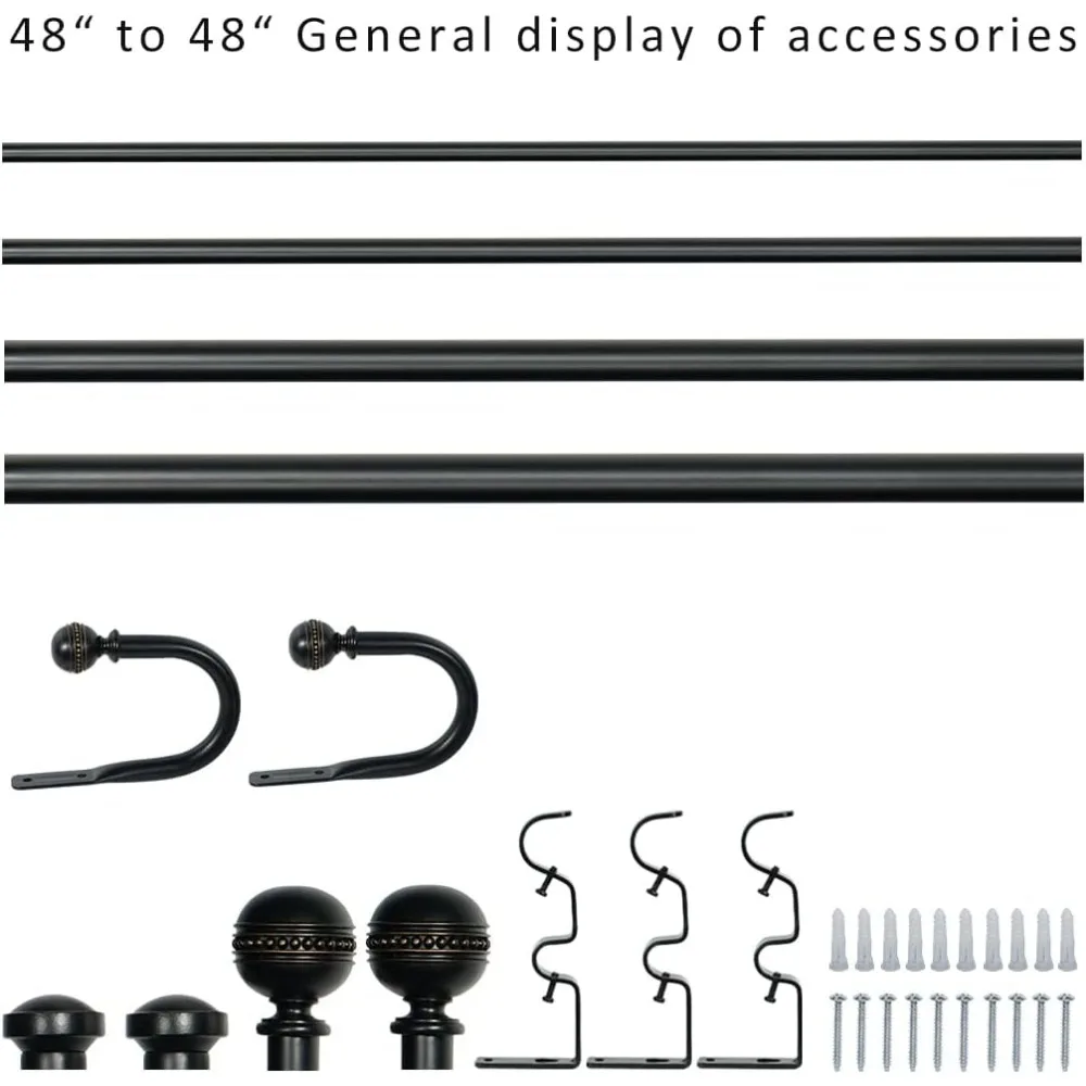 ديكور قضيب A&F - قضيب ستارة بجيب عريض 2.5 بوصة لنوافذ مقاس 18 إلى 28 بوصة