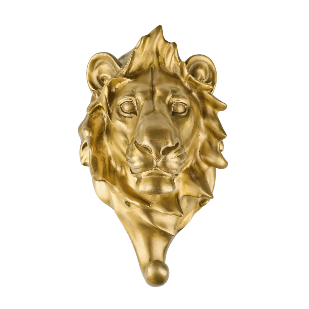 Lion Head Bust Wall Hanging Statue Bronze/Gold Animal Sculpture Gorgeous Home Hotel Wall Decoration