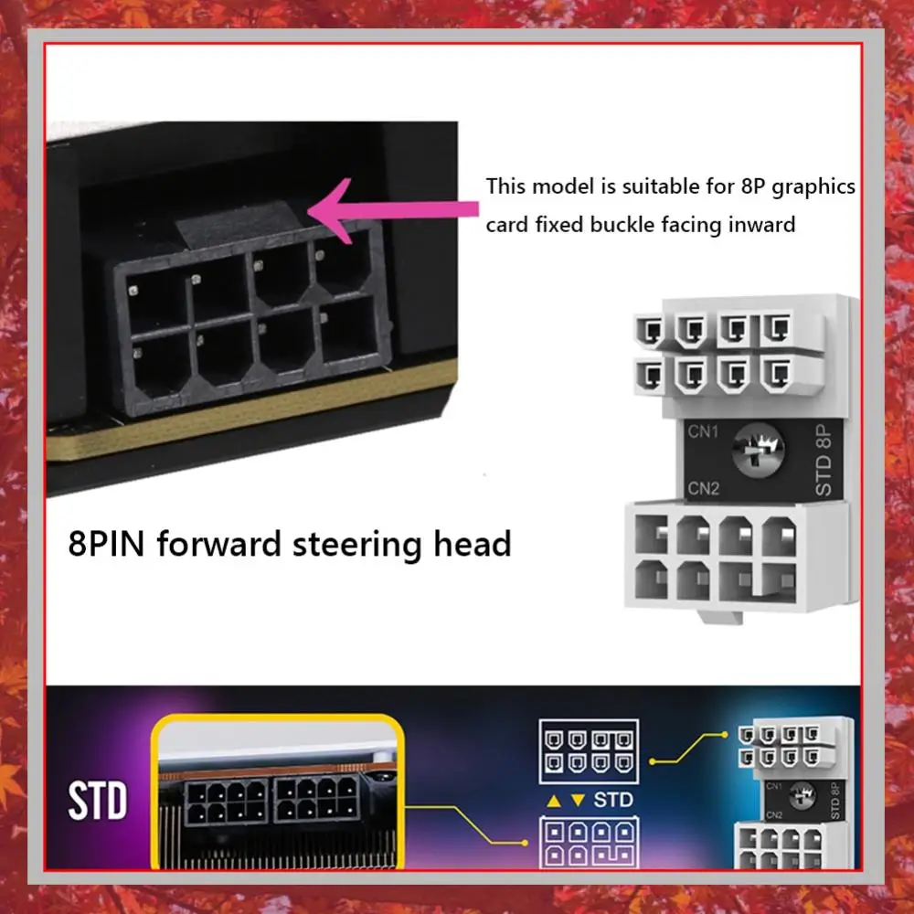 ATX 8 Pin Female To 8 Pin Male Angled Turning Connectors Replacement Cables Management Ports Accessories for Desktop GPU