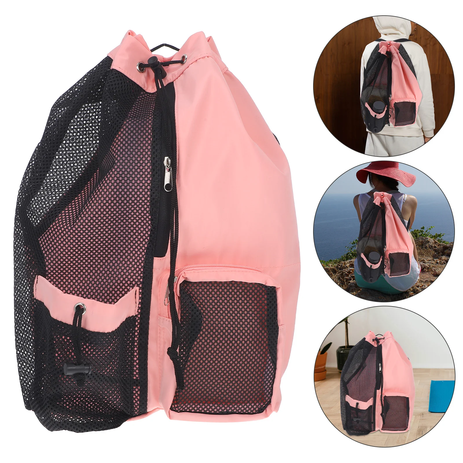 Drawstring Backpack Waterproof Swimming Bag Large Capacity Mesh Sport Travel Fitness Gym Bag Unisex Swim Bags for Men Women