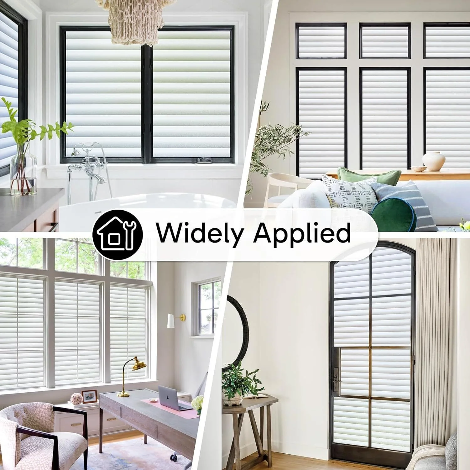 Louver Pattern Privacy Window Film Roll Frosted Static Cling No Glue UV Block Heat Block for Home Office Bathroom