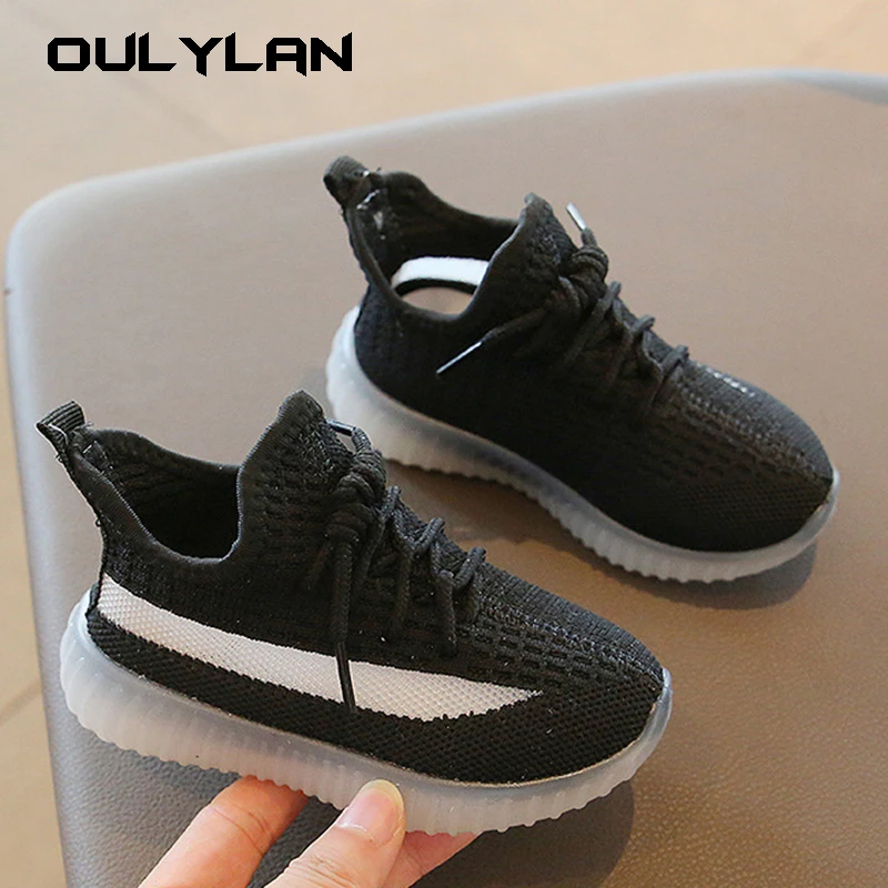 OULYLAN Fashion Children\'s Shoes Boys Sports Coconut Shoes Knit Mesh Breathable Sneakers Anti Slip Running Elasticity Baby Shoes