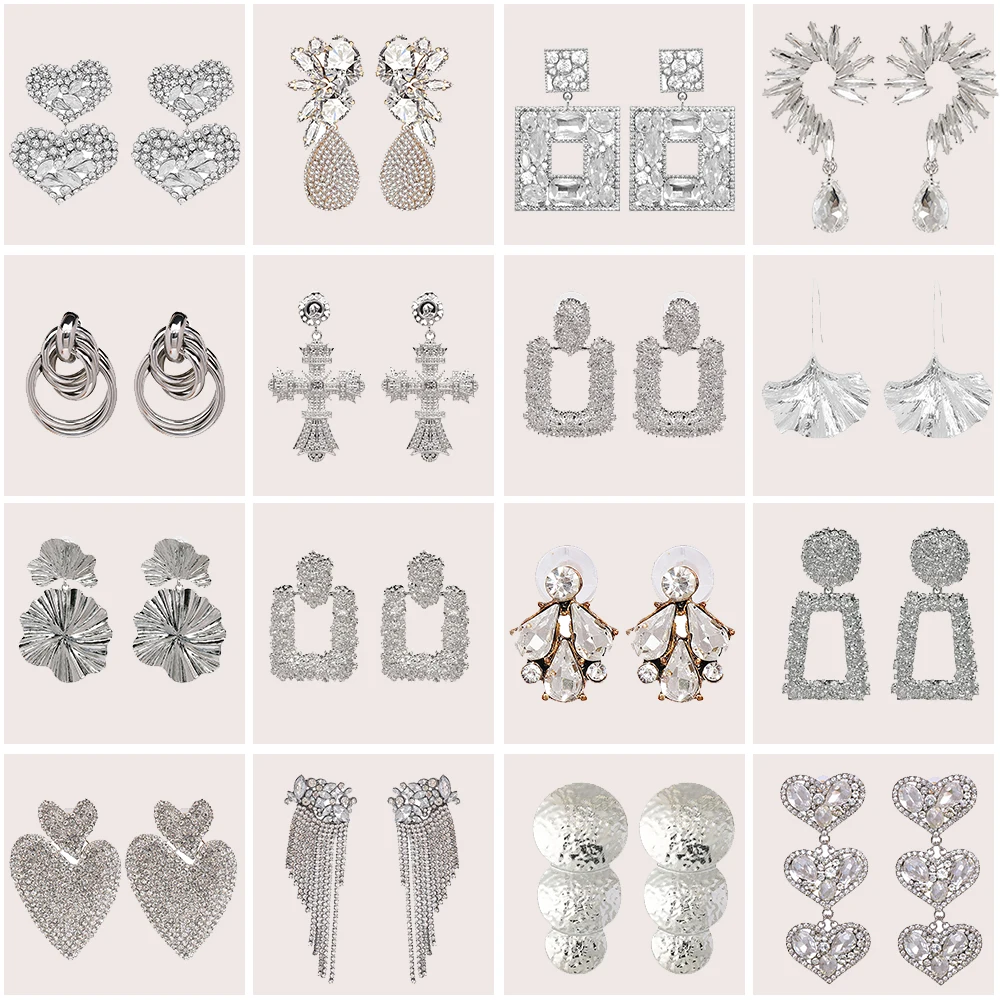 

Wholesale High-quality Vintage Metal Geometric Dangle Earrings for Women Fashion Crystal Earrings 2023 Trend Party Jewelr