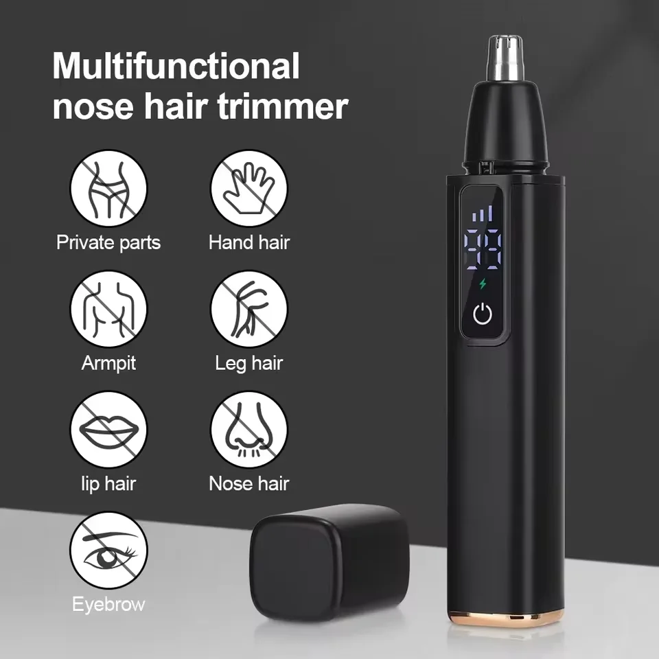 LED Portable Display Home Nose Hair Remover Electric Nose Hair Trimmer USB Charging Safety Face Hair Cleaning Care Kit 2025 image 3