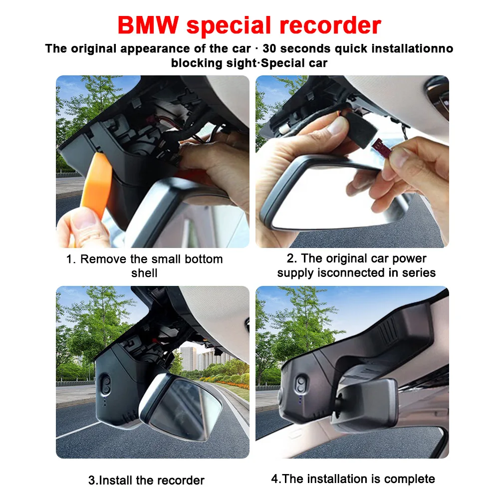 4K HD 2160P Plug and Play WiFi Car DVR Video Recorder Dash Cam For BMW 5Series G30 G31 7Series G11 G12 2017-2021 Front DashCam