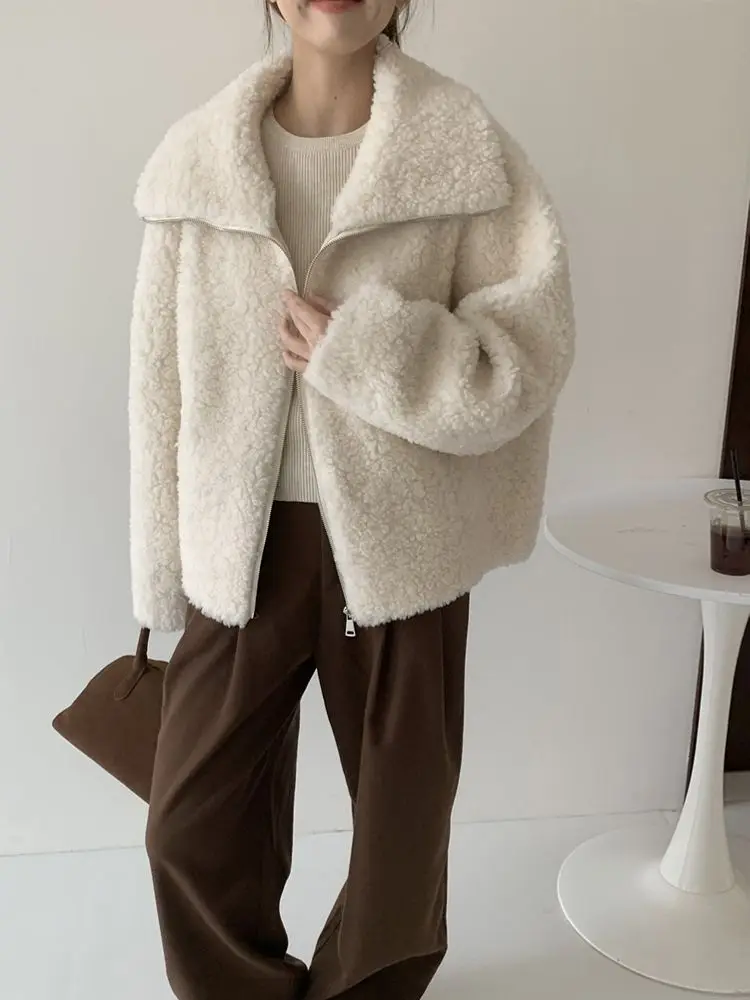 Lamb Wool Coat 2025 Autumn and Winter Loose Casual Plus Velvet Padded Women's Mao Mao Coat