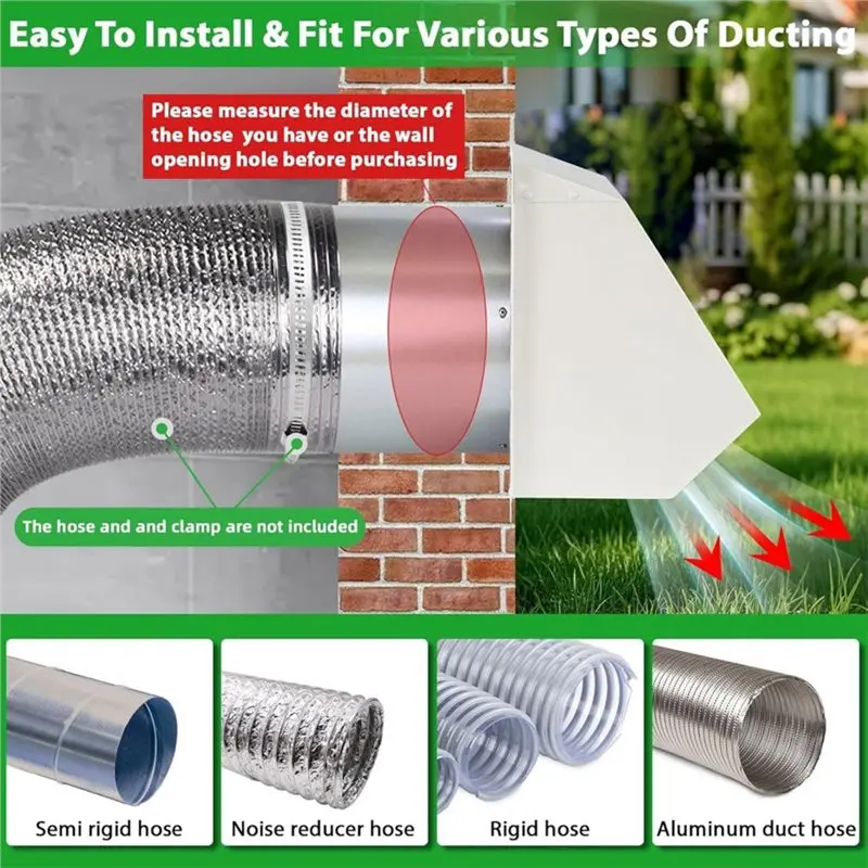AAAN-Exterior Dryer Vent Cover With Screen And Damper, 6 Inch Hooded Wall Vent For Range Hood And Kitchen Air Exhaust