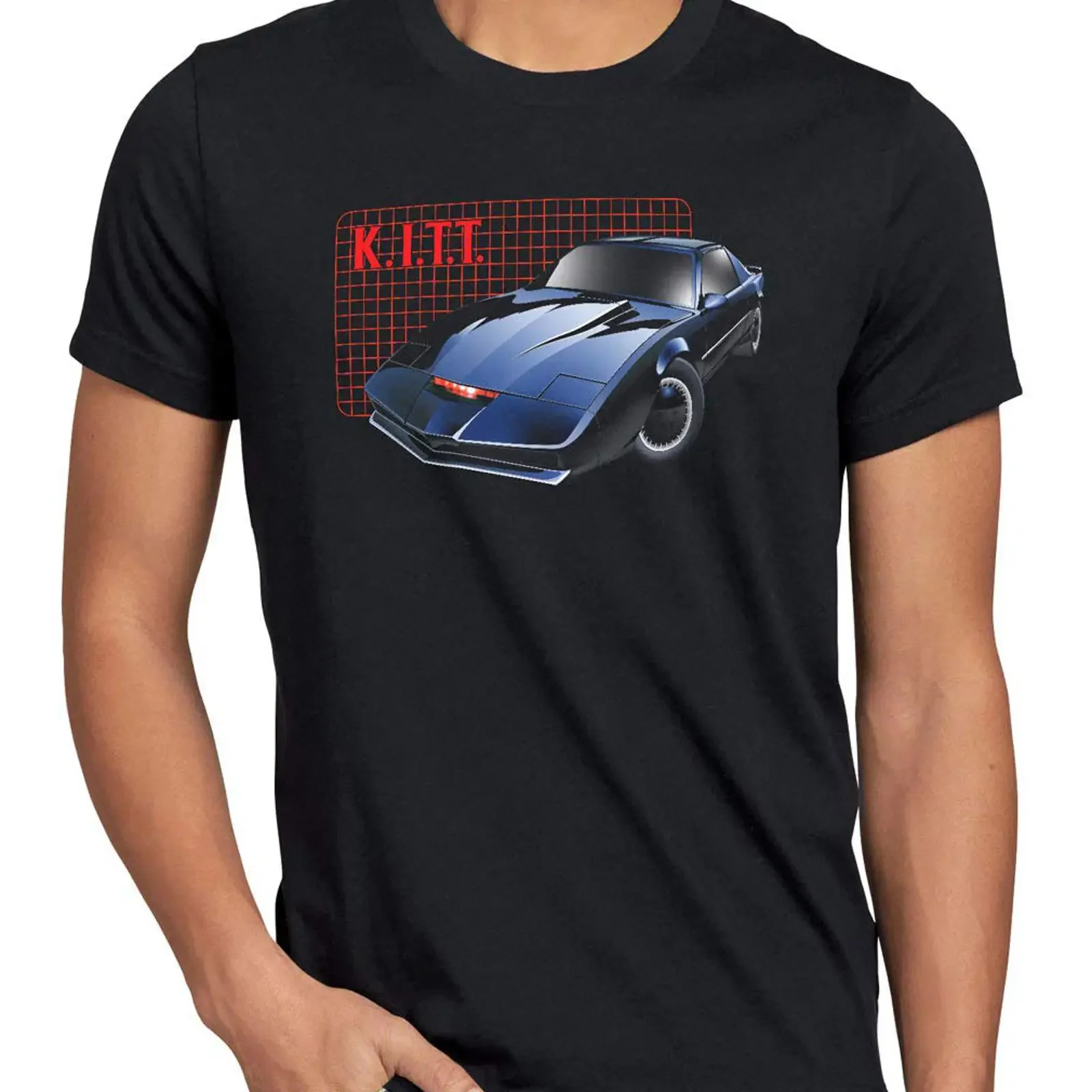 Camiseta de Hombre Estilo 3 KITT, Michael Knight 2000 Black Rider, Vintage, Lavada, Diseño de Autor, Unisex, Transpirable, Elástica