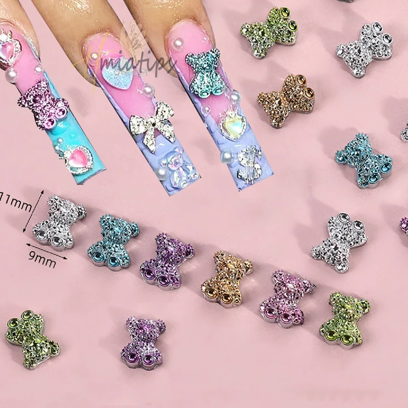 1box 3D Kawaii kryształki górskie niedźwiedź/kot Gems Glitter akrylowe kryształki do ozdabiania paznokci do materiały dekoracyjne naciśnij na paznokcie