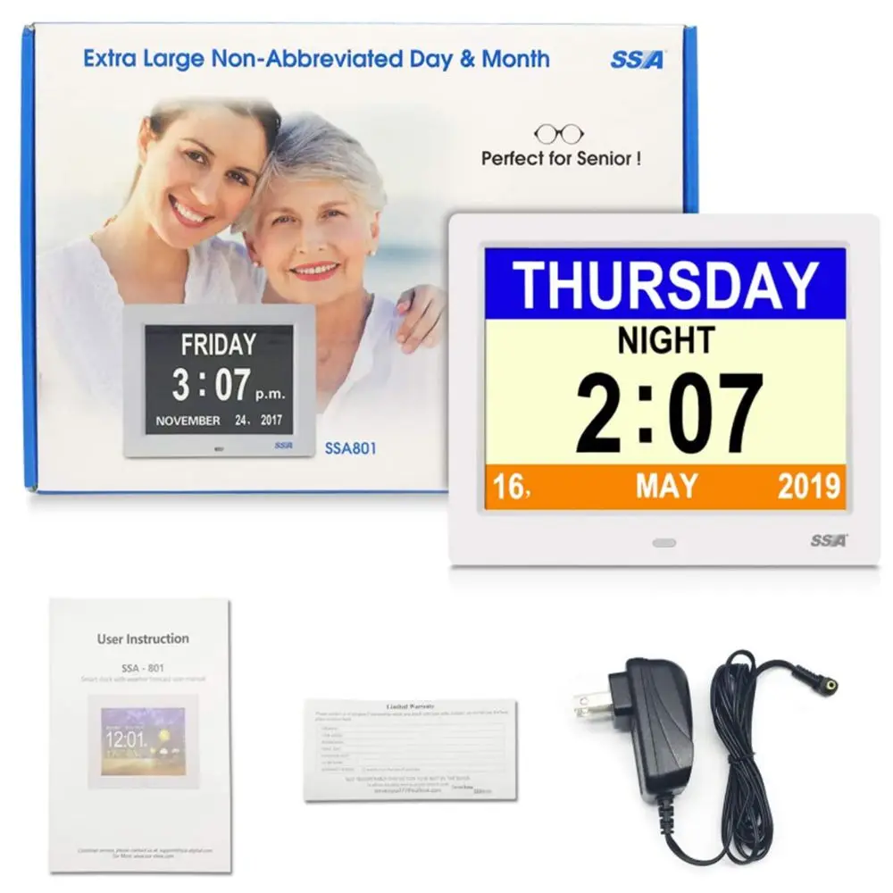 Date Electronic Dementia Time Large LCD Screen Calendar Home Decor Digital Clock Alarm Clock