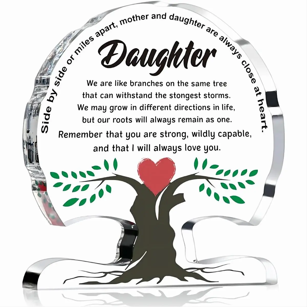 Inspirational Christmas Gifts for Dear Daughter, Decoration Gift to My Daughter Acrylic Tree Desk Signs Plaque Home Decor