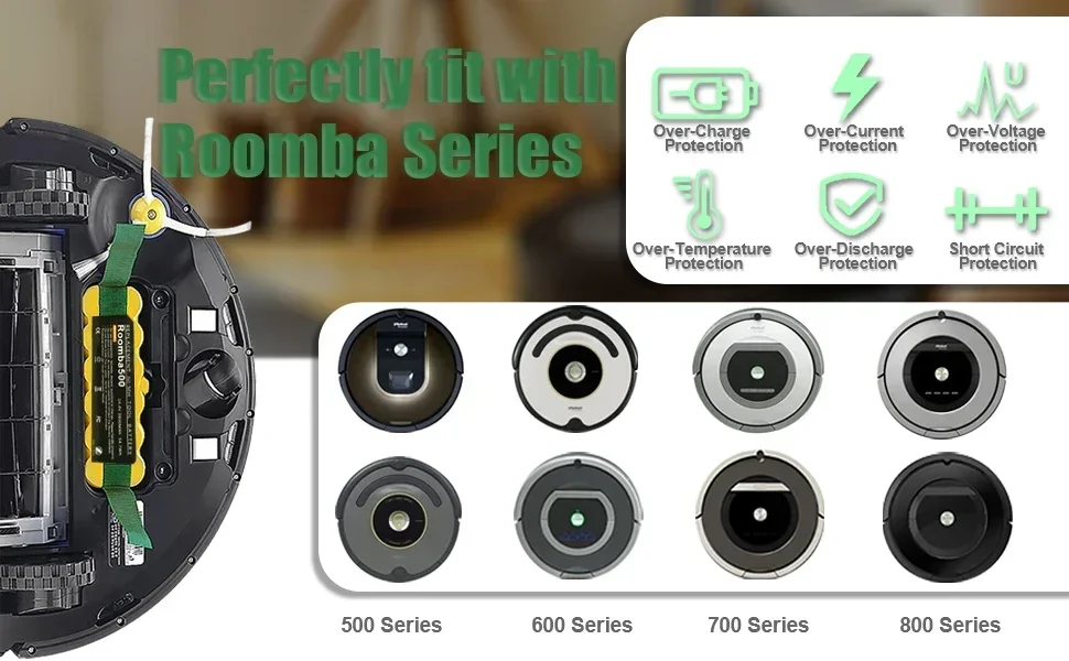 Roomba Battery Original 14.4V Vacuum Cleaner Battery iRobot Roomba 500, 600, 700, 900, 650, 780, 800 Series Lithium ion Batte