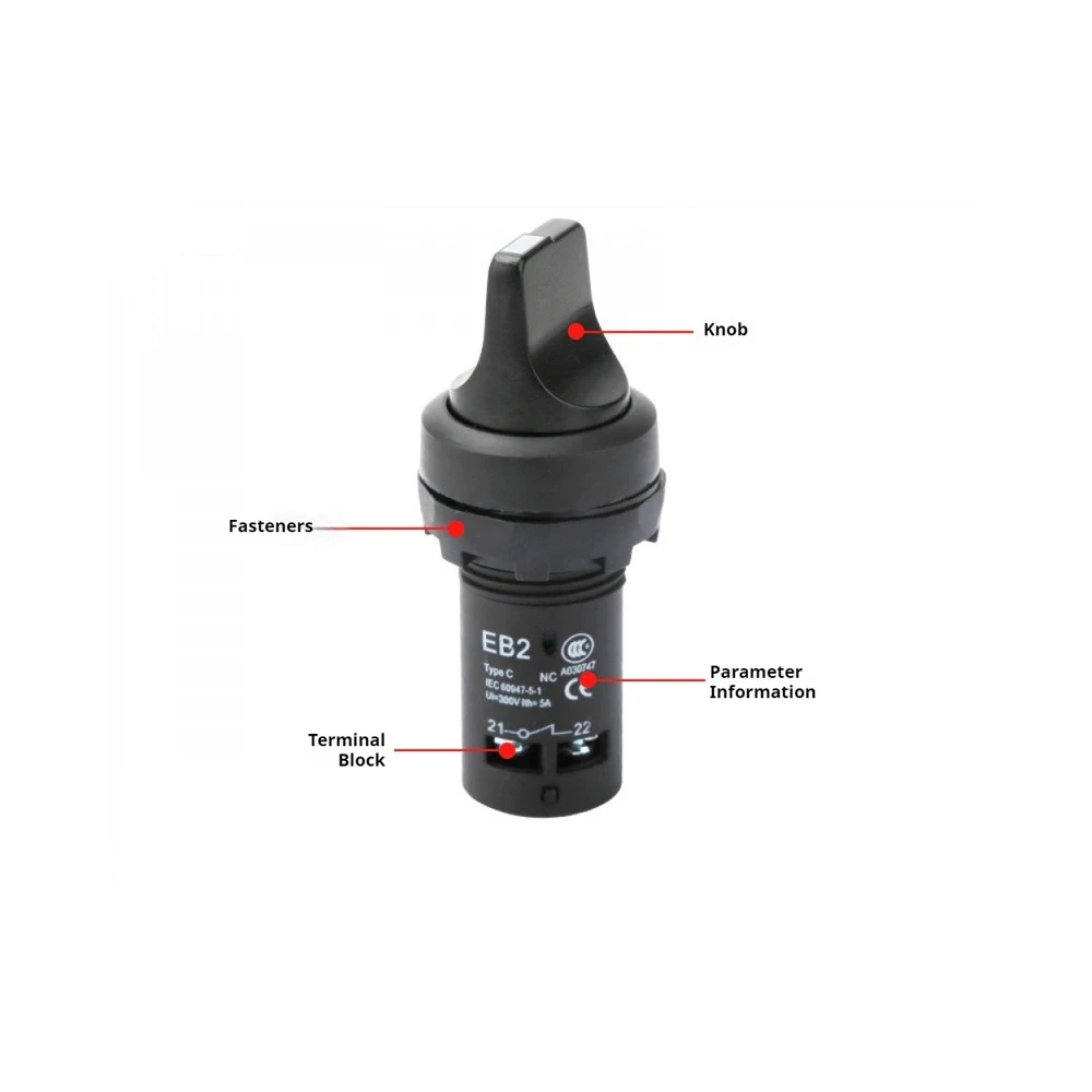 1PCS Rotary Knob Switch 22mm Panel Mount Self-Locking Knob Switch 2/3 Gear Position Silver Contact Industrial Control Switch