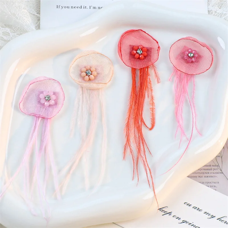 

2025Newest 40pcs/lot color beads core handmade flowers shape fabric beads diy jewelry garment hair accessory