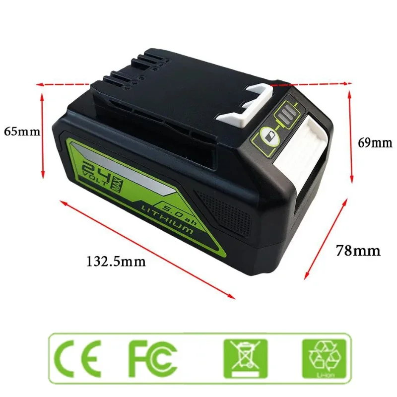 New 24V 5000mAH Li-ion Rechargeable Battery for Greenworks Cordless Power Tools 29842 29852 29322 20362 MO24B410