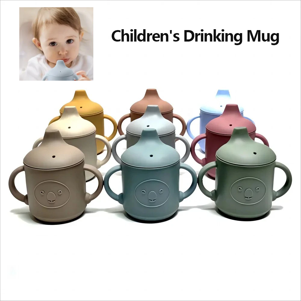 1 Set Baby-Trinkbecher aus Silikon mit Strohhalm, BPA-frei, tragbarer Trinkbehälter, Übungs-Trinkbecher