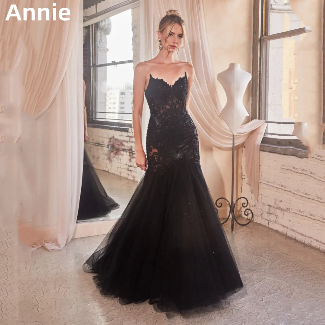 Annie Black Luxury Prom Dress Glitter Mermaid Formal Occasion Dress Ladies Dinner Evening Dresses Party Dresses Wedding Dress