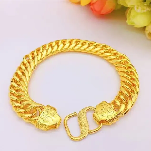 

24K AU999 Gold Necklace, Unisex Auspicious Pendant, "Good Luck" Engraving, Broken Ice Chain