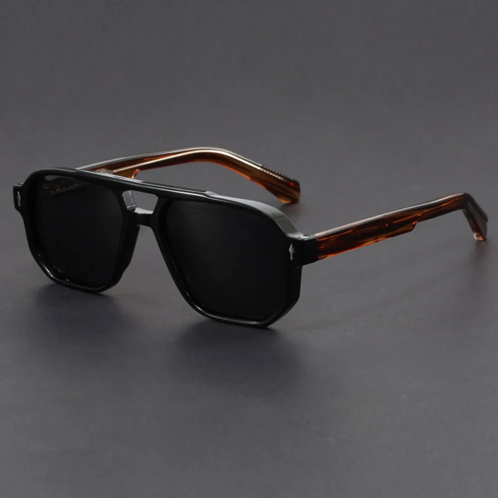 Retro Black Square Aviator Sunglasses For Men Women UV400 Protection Classic Double Bridge Driving Sun Glasses Shades