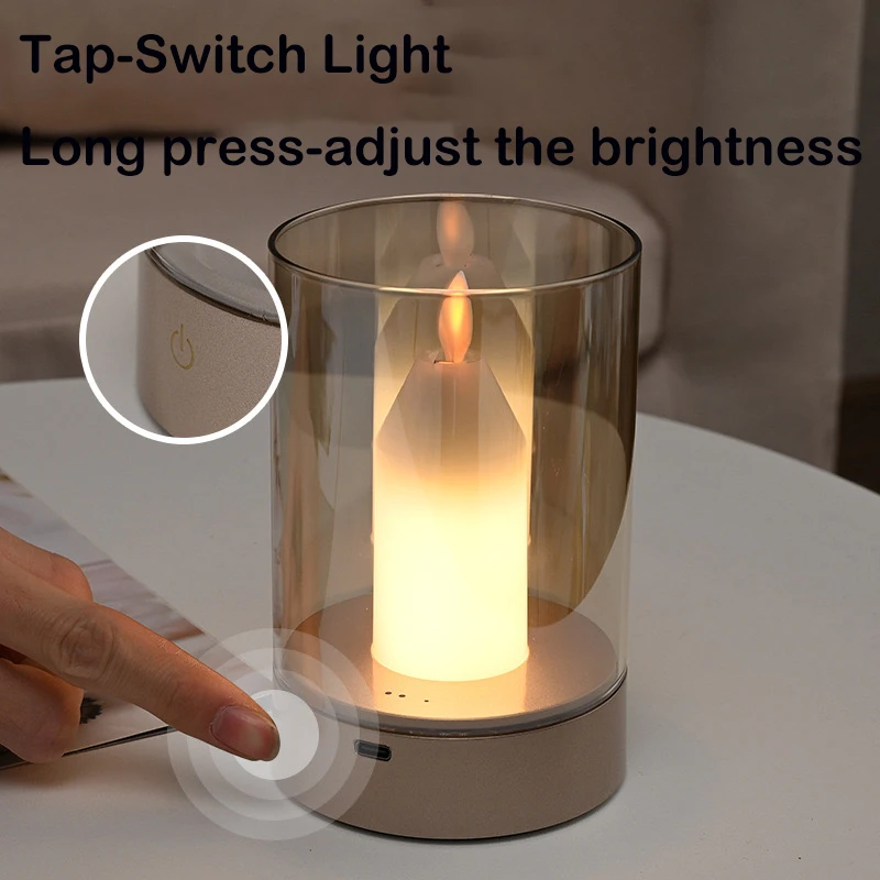 LED Simulated Candle Atmosphere Light Induction Stepless Dimming with Rechargeable Night Light Living Room Bedroom Birthday Gift