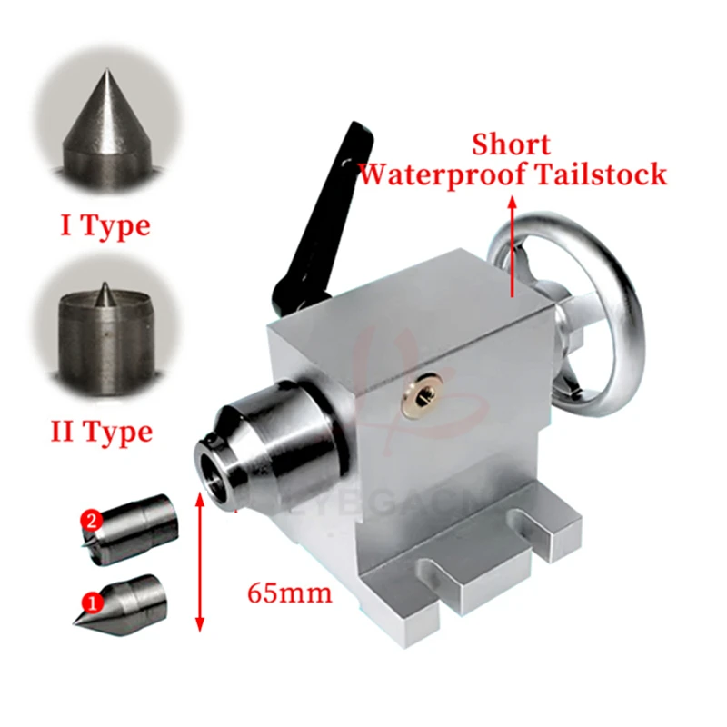 

CNC Rotary Axis Movable Waterproof Watertight Short Tailstock for Big Pointed Head Pointed with Convex Head Center Height 65mm