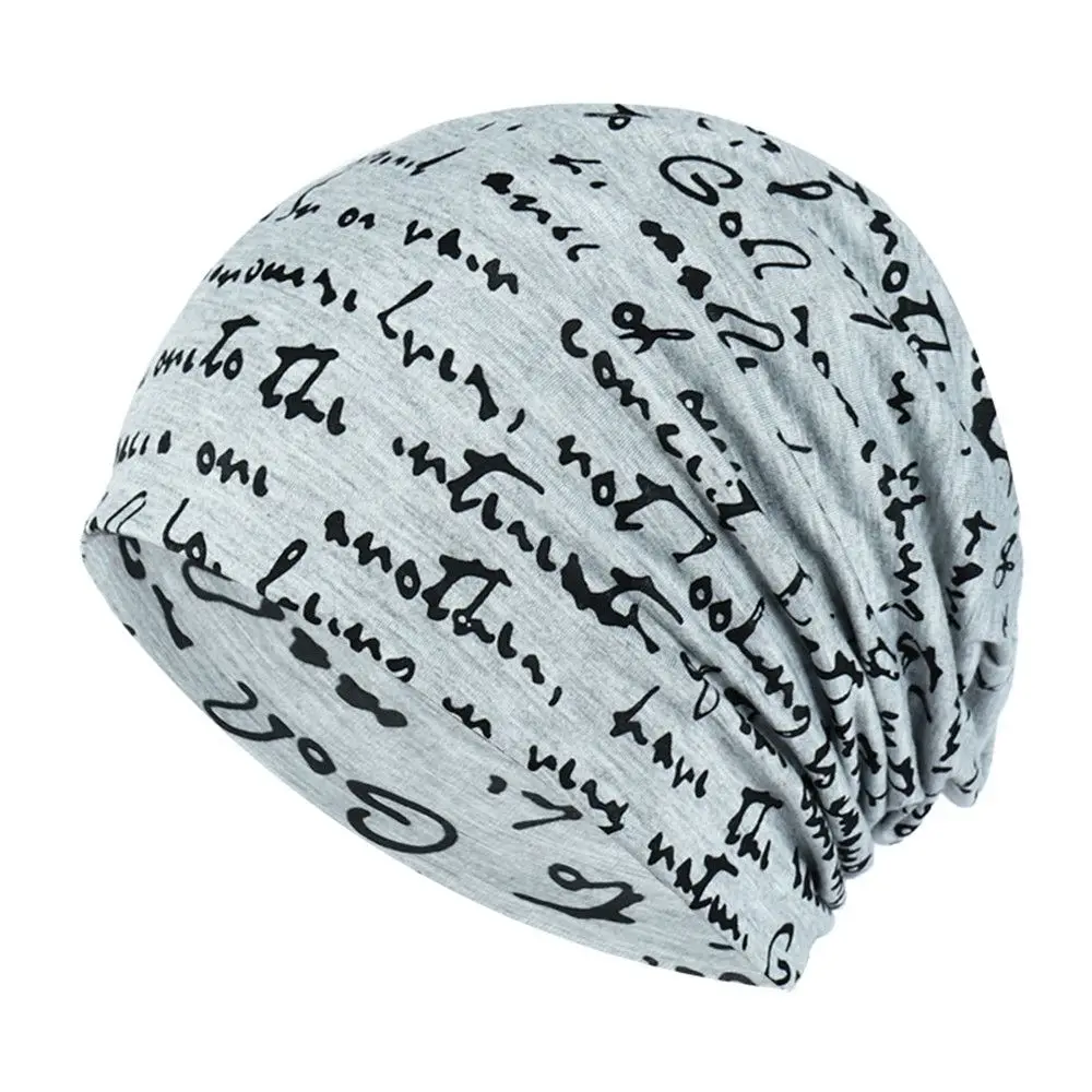 Cotton Letter Print Goth Bonnet Men's Hat Hip Hop Beanies Head Wrap Nightcap