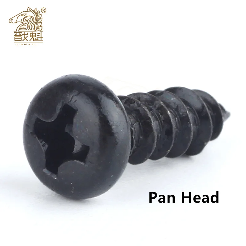 100pcs M2 M2.6 M3 M3.5 Black Steel Mini Micro Small Phillips Flat Countersunk Head Cross Round Pan Head Self-tapping Wood Screw