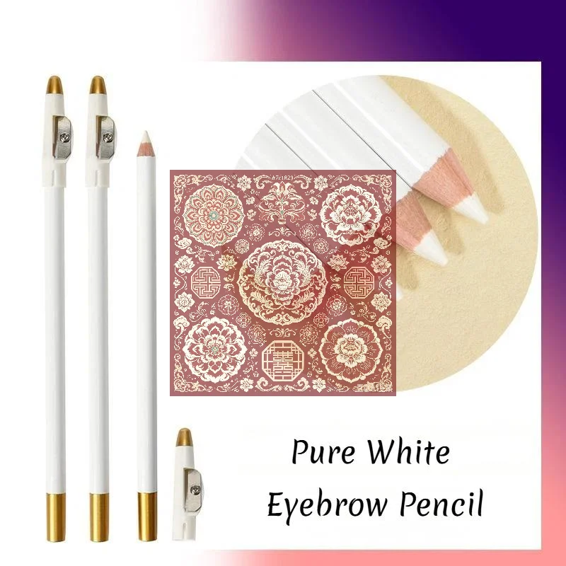 1/4/12Pcs Edge Hairline Trace Pen White Barber Beard Pencil With Sharpener For Haircut Eyebrow Hair Shaping Makeup