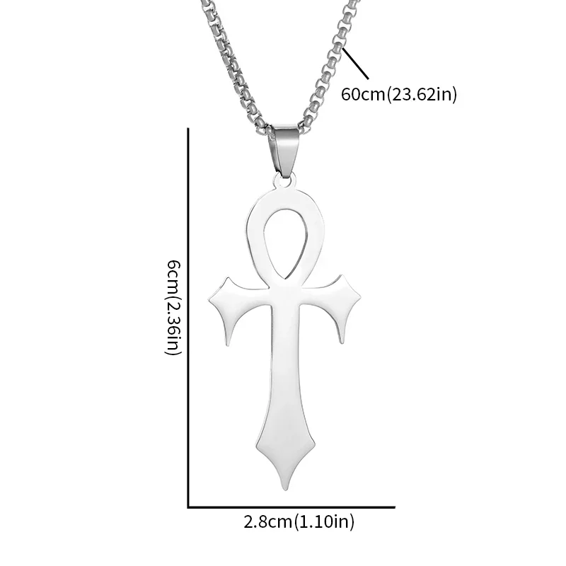 Ancient Egyptian Life Key Ankh Pendant Stainless Steel Necklace Retro Pharaoh Guardian Amulet Jewelry for Men and Women