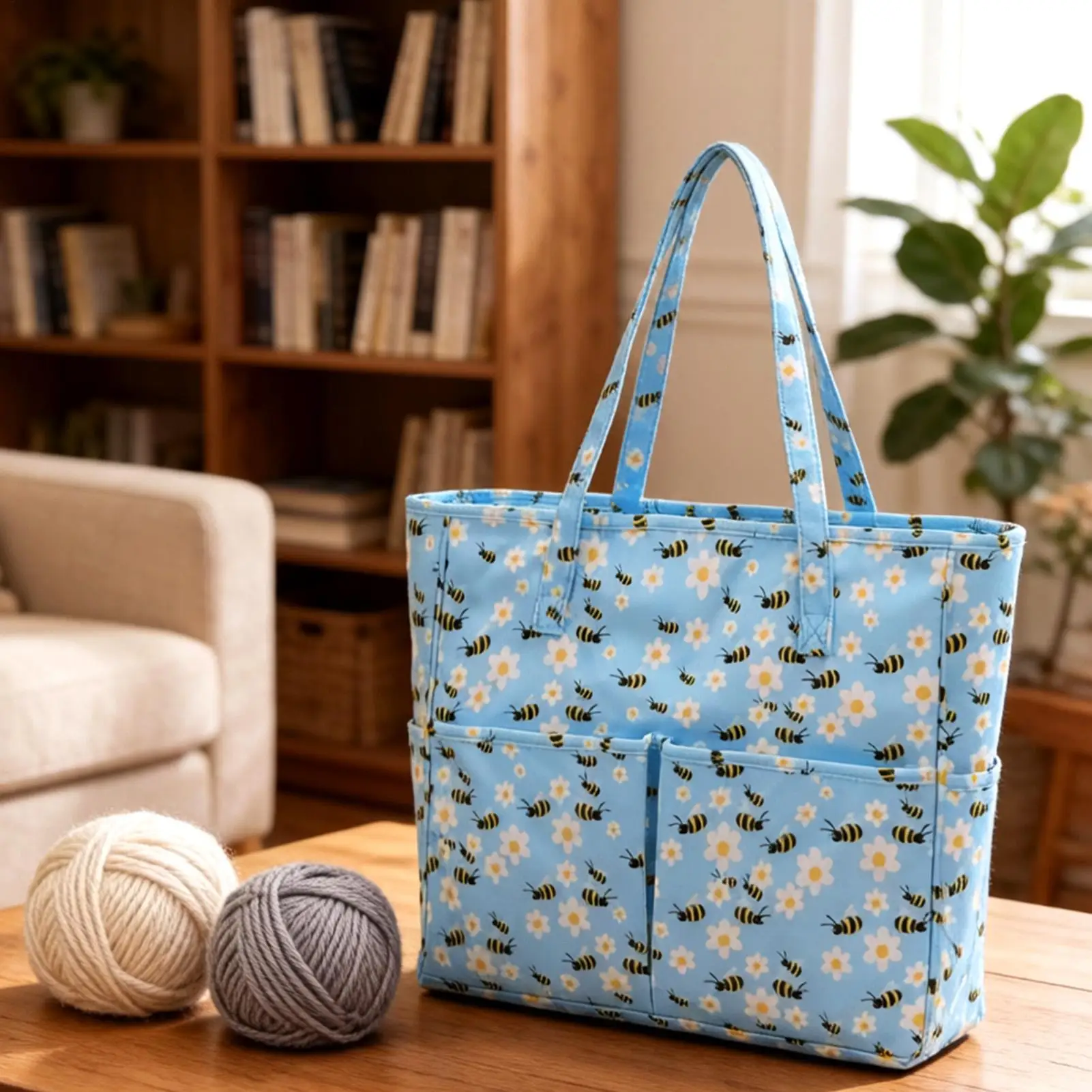 Yarn Storage Bag Oxford Cloth Multi-Pocket Portable Moving Knitting Storage Crochet Bag Organizer For Ruler Craft Tool Home