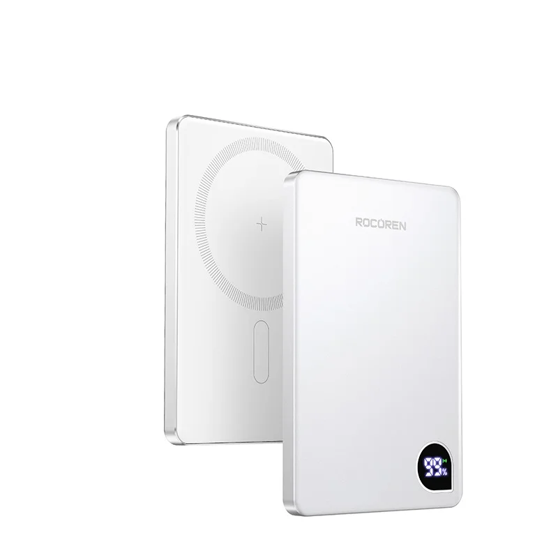 Rocoren 10000mAh Magnetische Powerbank 5000mAh PD 20W Tragbare Schnellladepowerbank mit Digitalanzeige, kabellosem Ladegerät und externer Batterie für iPhone 18 17 16 Pro Max