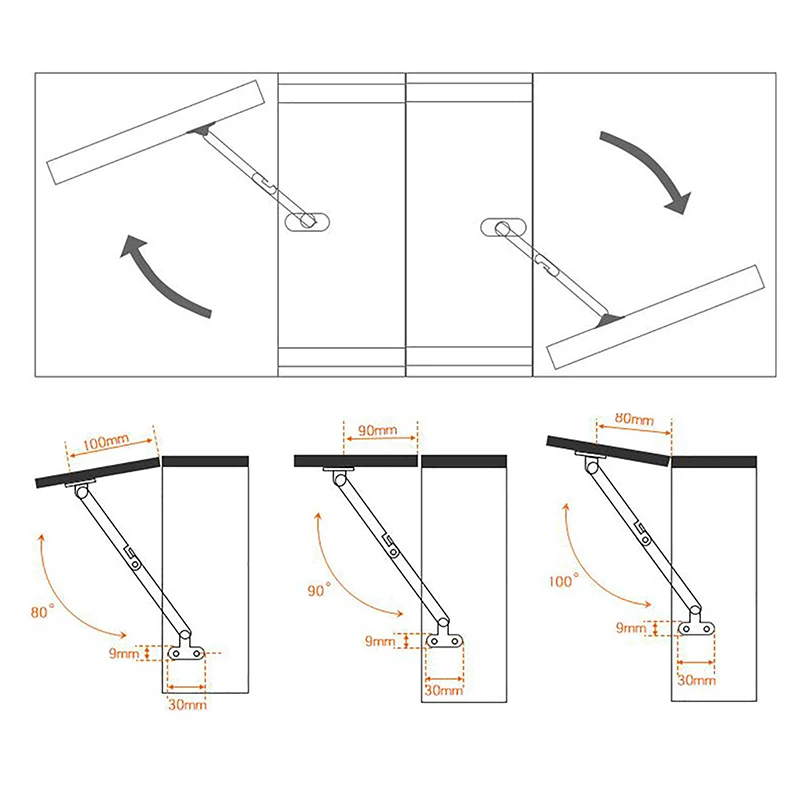 Cabinet Furniture Doors Close Lift Up Stay Support Hinge Stainless Steel Two Fold Pull Rod Kitchen Accessories