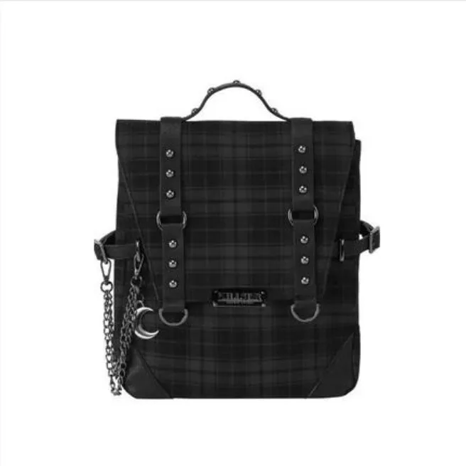 2025 New Gothic Punk Rock Checked Casual All-match Bags Chain Backpack Niche All-match Vintage Y2k Backpacks