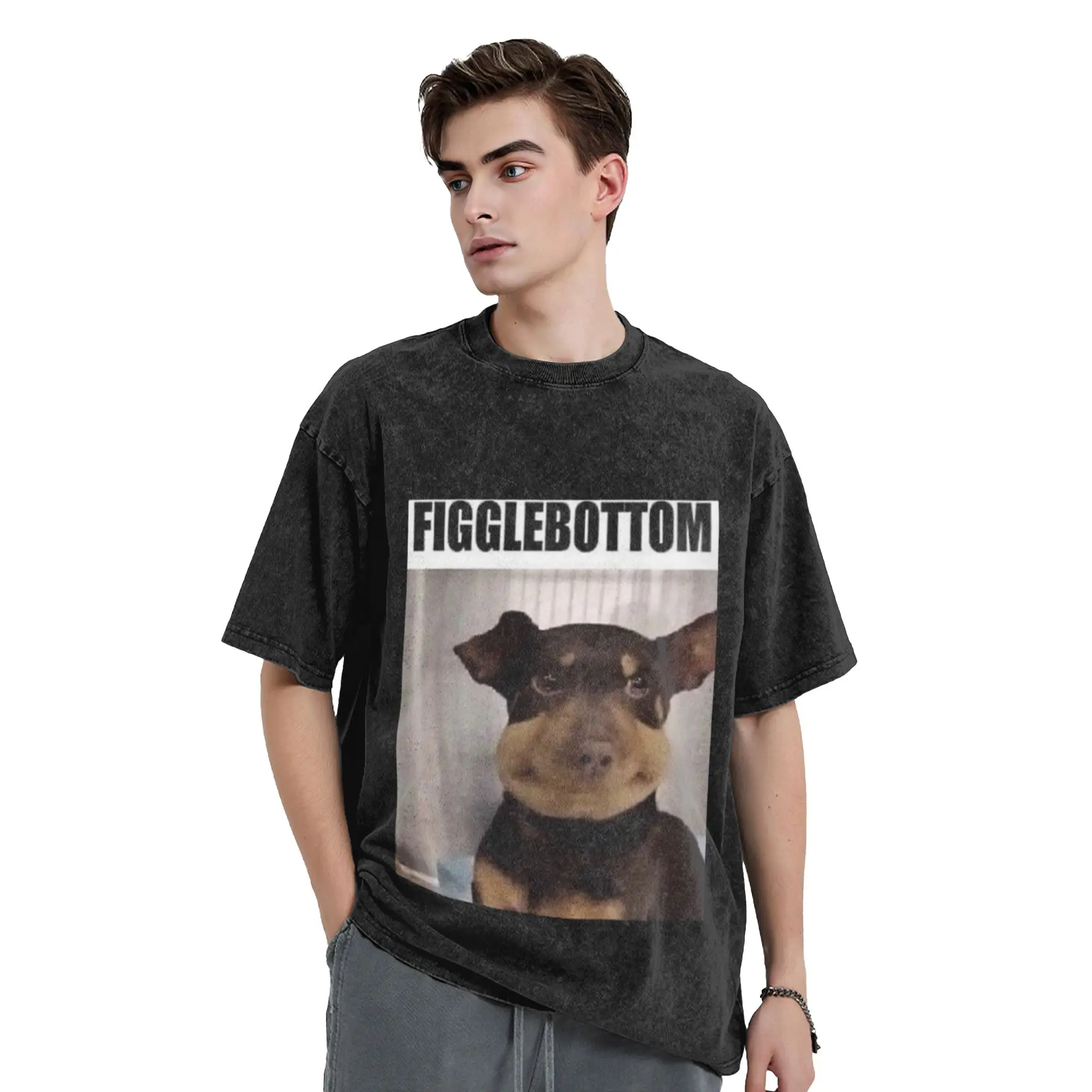 Figglebottom the Dog Meme Format Unique Cool A Vintage Oversized Cotton Unisex T-Shirts