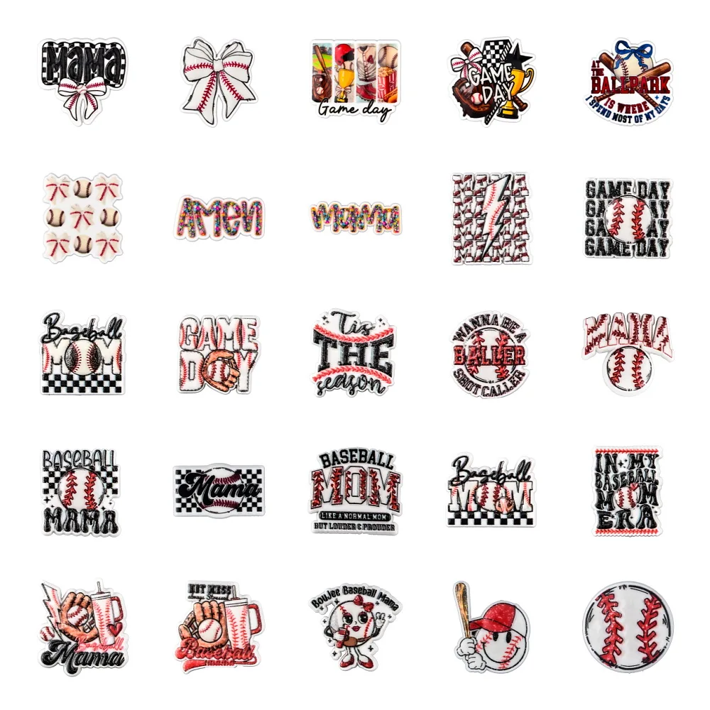 Baseball Mama Shoe Charms Sports Game Day Shoe Decoration Charms For Clogs Sandals Shoe Accessories For Women Gifts