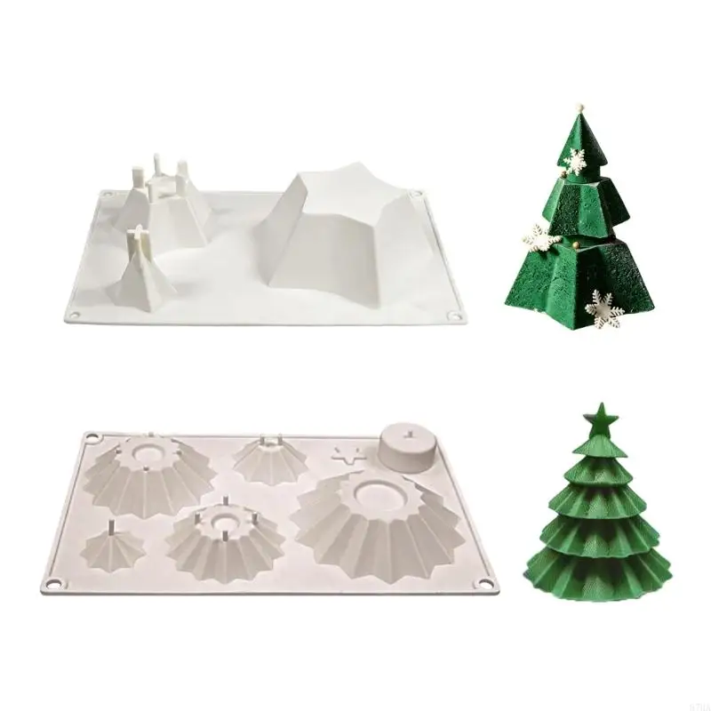 Christmas Tree Fondant Cake Molds for Cake Decorating Cupcakes Toppers Making Soap Molds Tree Silicone Molds 87HA