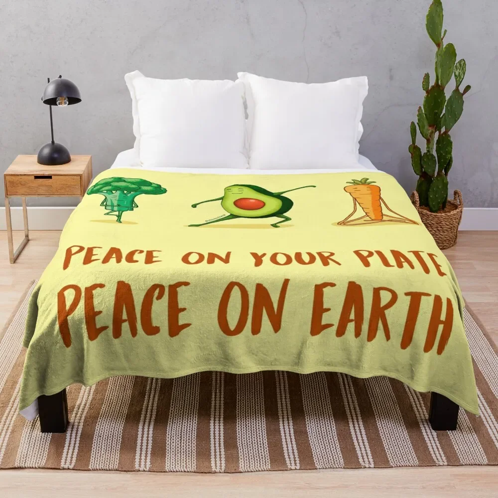

Cute Yoga veggies: broccoli - avocado - carrot Throw Blanket Air Conditioner Soft Blanket for Office Home