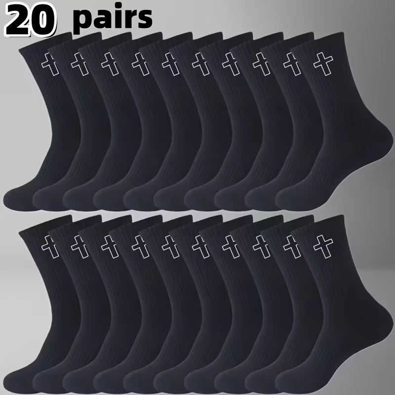 20 Pairs of Breathable Minimalist Design Classic Black White Set for Daily Exercise Going Out Is a Essential Household Items