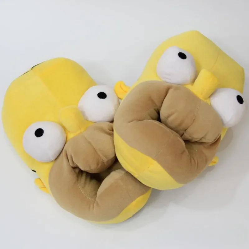 Simpsons Homer Cotton Thick Shoes Home Indoor Outside Men Women Winter Household Warm Fluffy Slippers High-heeled Cotton Shoes