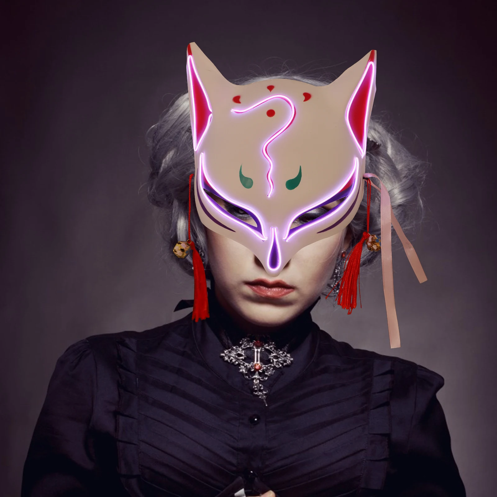 

Glowing Mask Scary Plastic Fox Luminous Halloween Carnival Night Child Prom Carnival Night Mask Masquerade Costume Toy