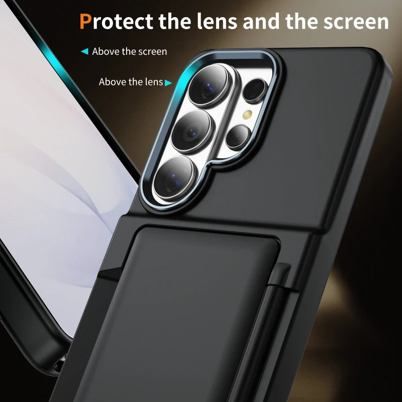 New Solid Color Frosted PC Wallet Card Holder Shockproof Phone Case For Samsung S26 Ultra S24 S23 S22 S25 Ultra Plus Back Cover view 5
