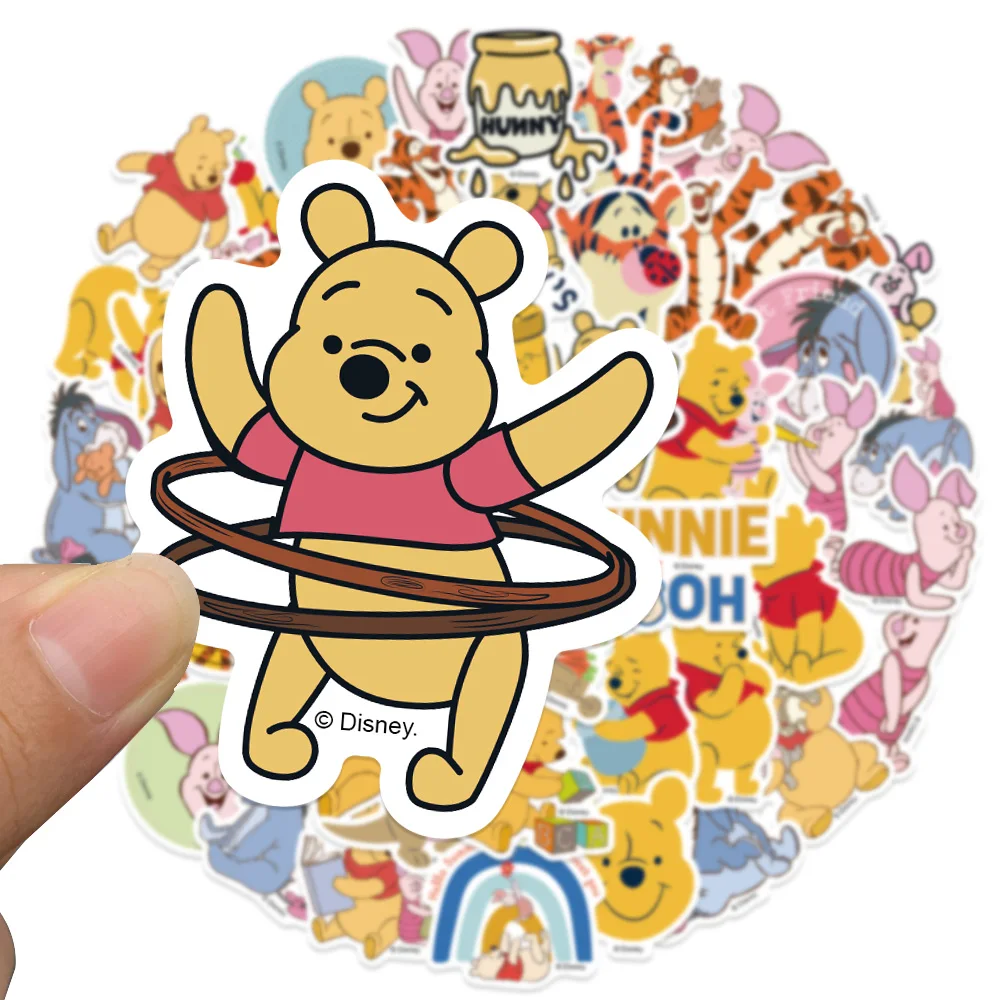 50PCS Disney Winnie the Pooh Stickers For Kids Cute Anime Decals Classic Toys For Luggage Notebook Scrapbooking PVC Sticker