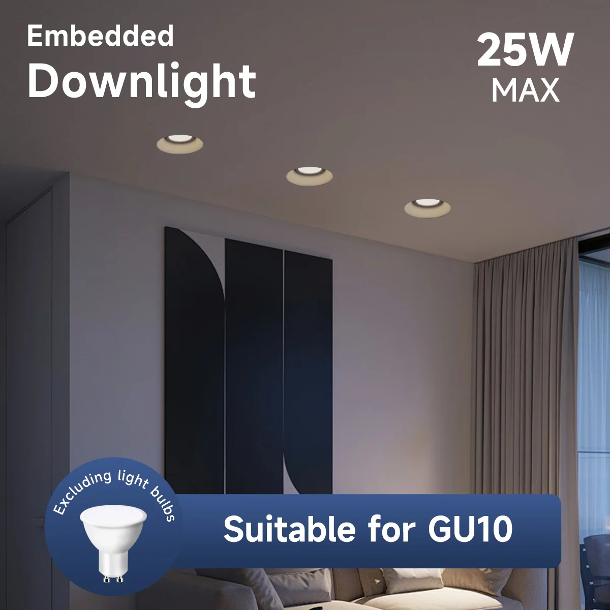 GU10 LED Ceiling Light Recessed Downlight 220V Replaceable Bulbs Ceiling Lamp Spotlights for Home Corridor Living Room Kitchen