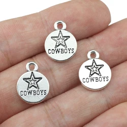 20 Pieces 16x12mm Antique Silver Color Cowboys Charms Stars Earrings for DIY Jewelry Making