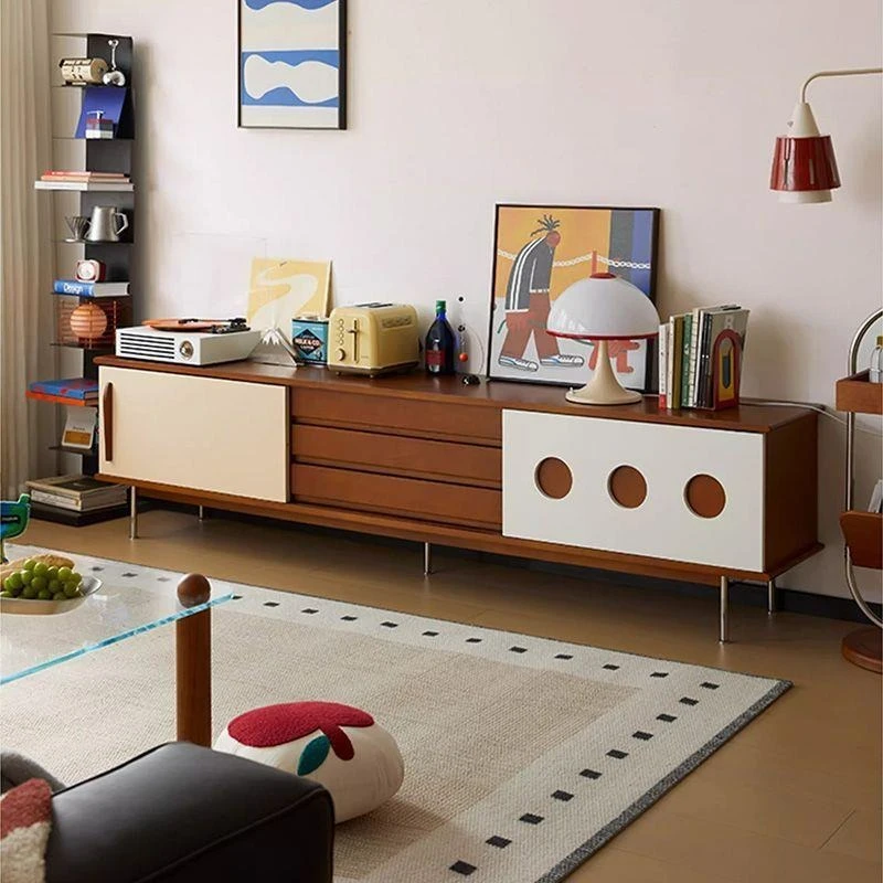 

Solid wood TV cabinet living room household storage cabinet modern small apartment retro TV cabinet