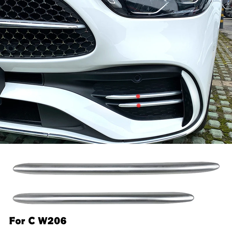 

For Mercedes Benz C Class W206 Front Radiator Grille Air Inlet Cover Lower Grill Trim Fog Lamp Strips Silvery Black Carbon Fiber