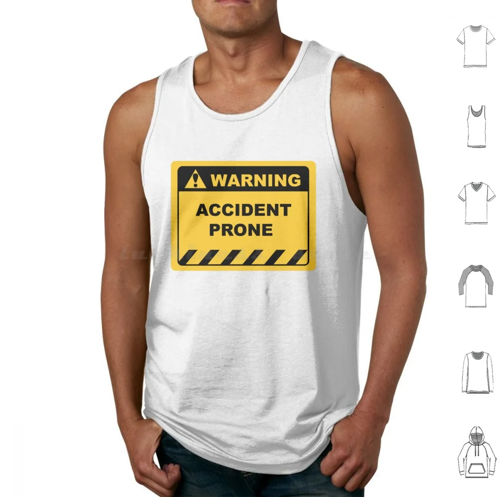 Human Warning Label / Sign Accident Prone Sayings Sarcasm Humor Quotes Tank Tops Print Cotton Satire Human Warning Label