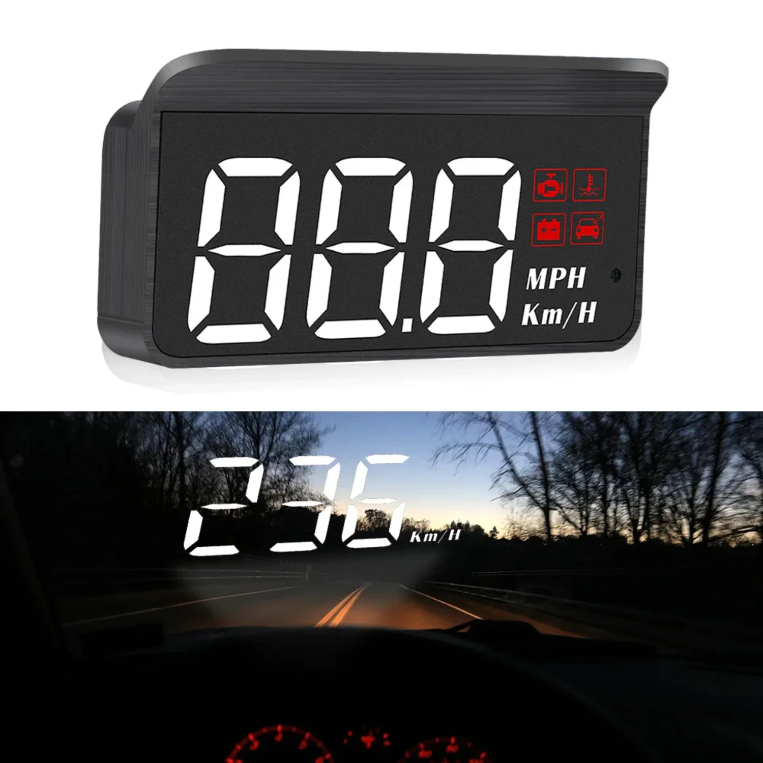 

Enhanced Stylish OBD2 Car HUD Display for Smart Driving - Sleek Digital Windshield Projector Speedometer Gauge with Innovative T