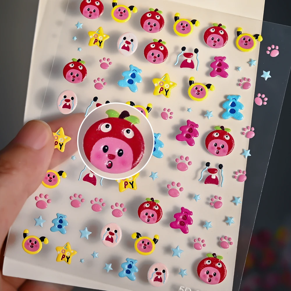 Kawaii Miniso Loopy Cartoon Beaver Nail Stickers Diy Handmade Nail Art 5D Sticker Nail Decor Cute Toys Birthday Gift For Girls