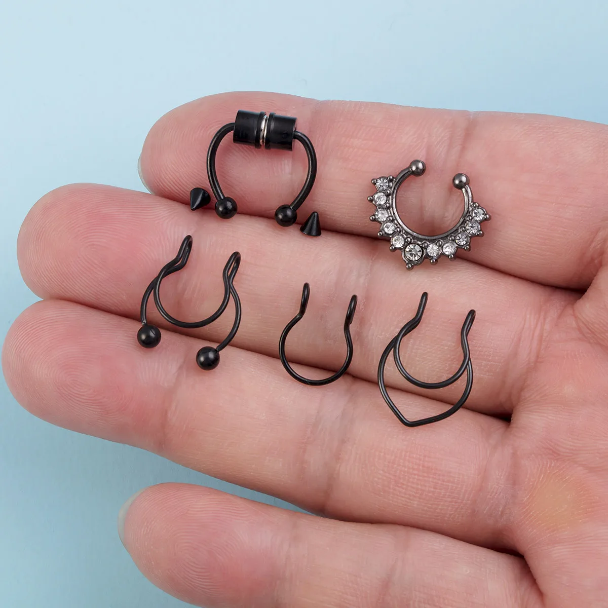 حاول مظهر الحاجز! حلقة أنف مزيفة من الفولاذ المقاوم للصدأ قابلة للتعديل، مجوهرات أنف بيضاوية غير مثقوبة بدون الالتزام. #4